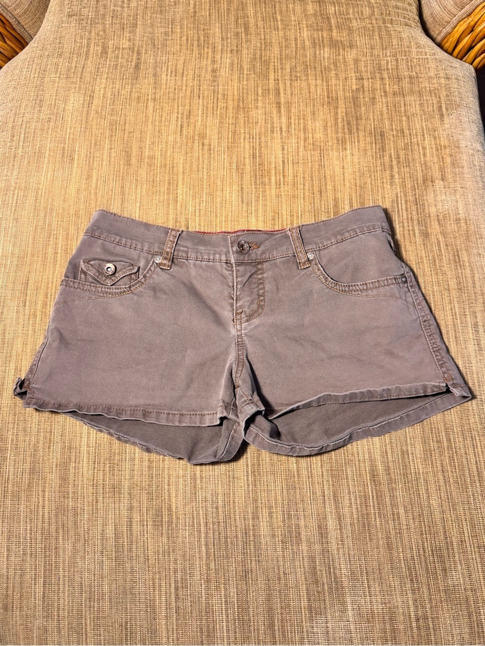Y2K GLO Taupe Low Rise Mini Shorts
